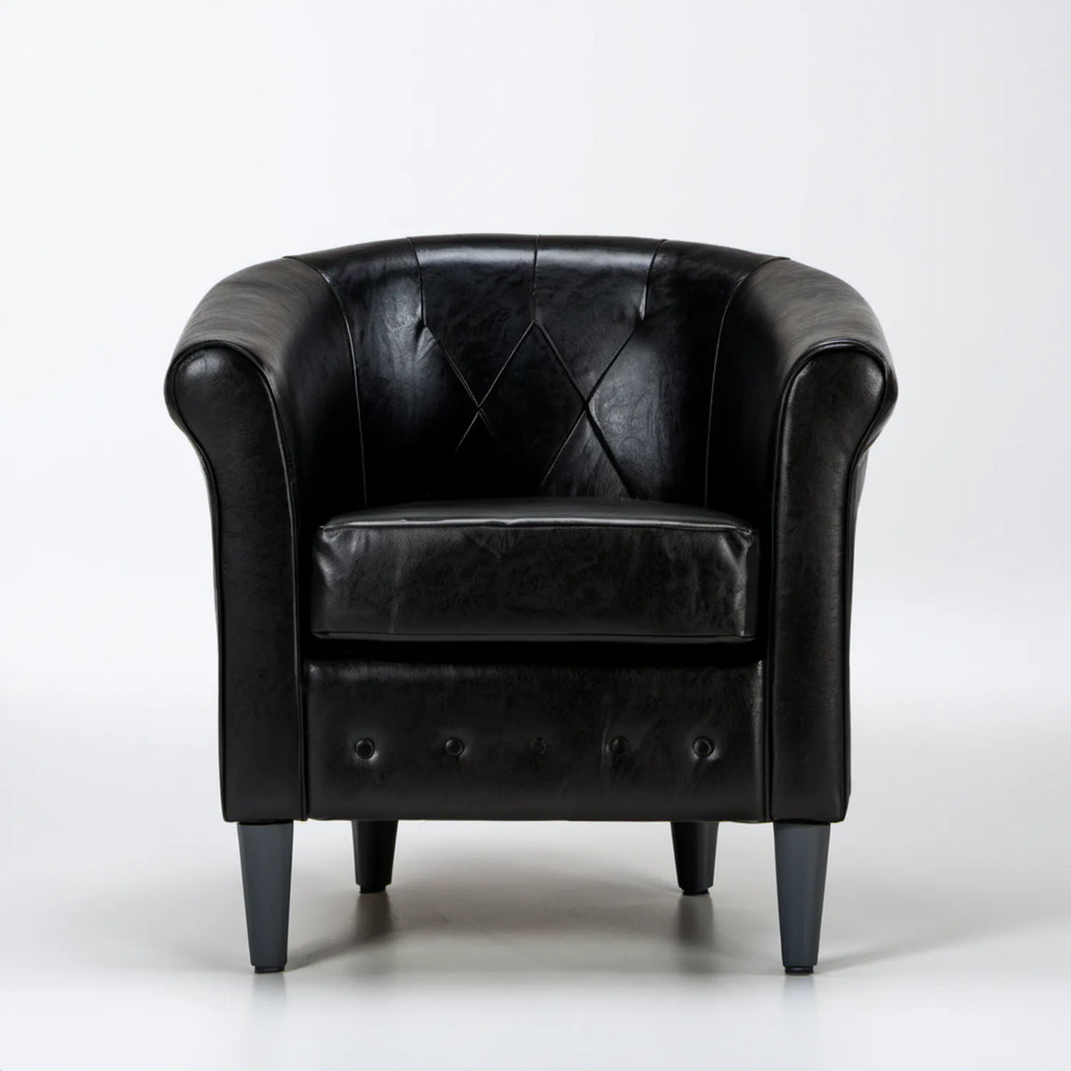 Czarny fotel klubowy z ekoskóry PU 80 × 75 × 75 cm
