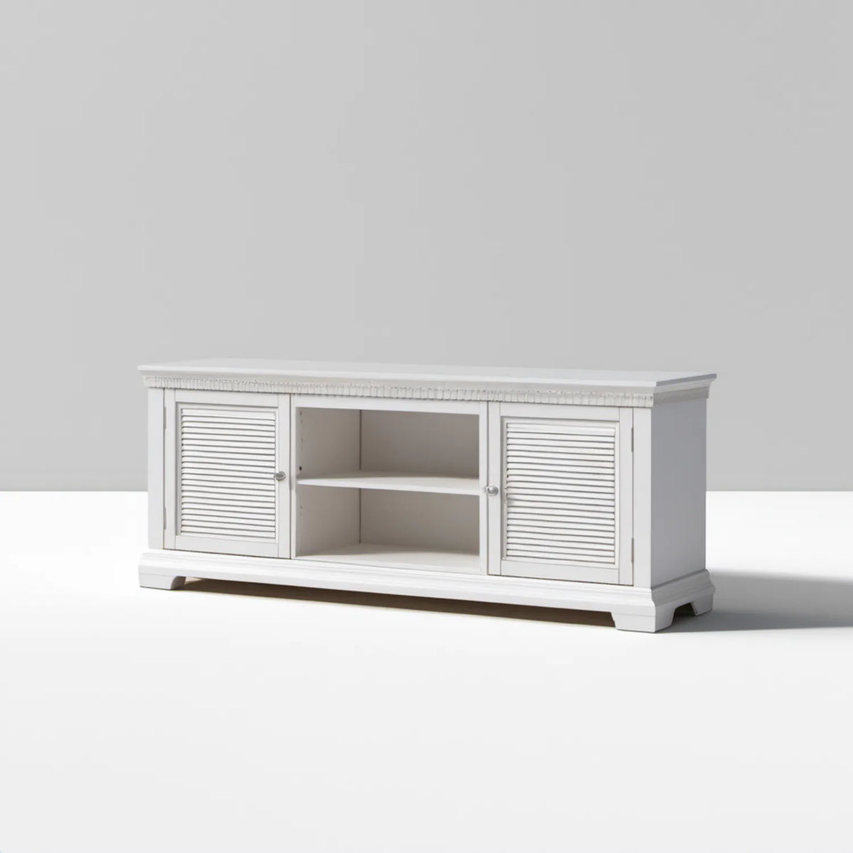 Biała szafka RTV z płyty MDF 150 x 45 x 60 cm