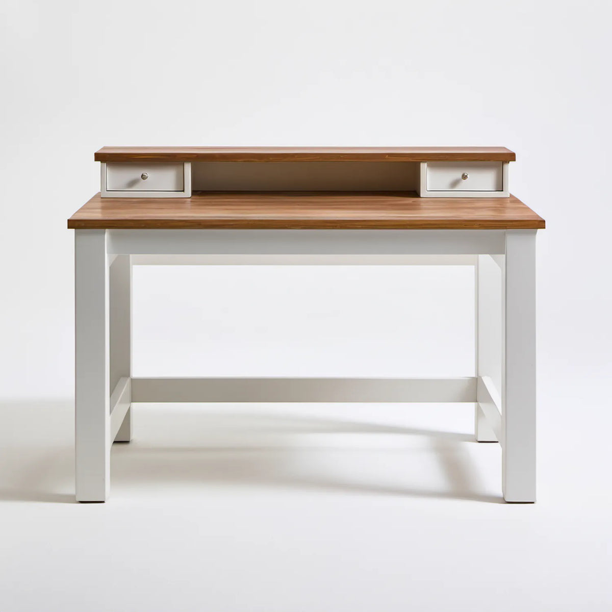 Biało-brązowe biurko z nadstawką i 2 szufladami, 120 x 60 x 95 cm, MDF