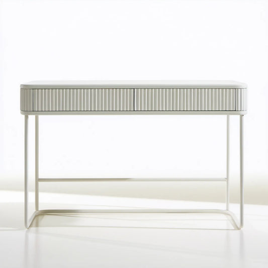 Kremowe biurko z 2 szufladami, MDF i stal, 120 x 55 x 75 cm